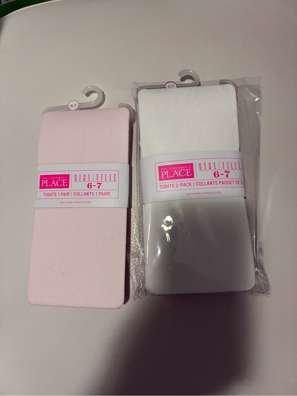 The Children's Place Girls' Tights 6-7 - Pink & White & Black